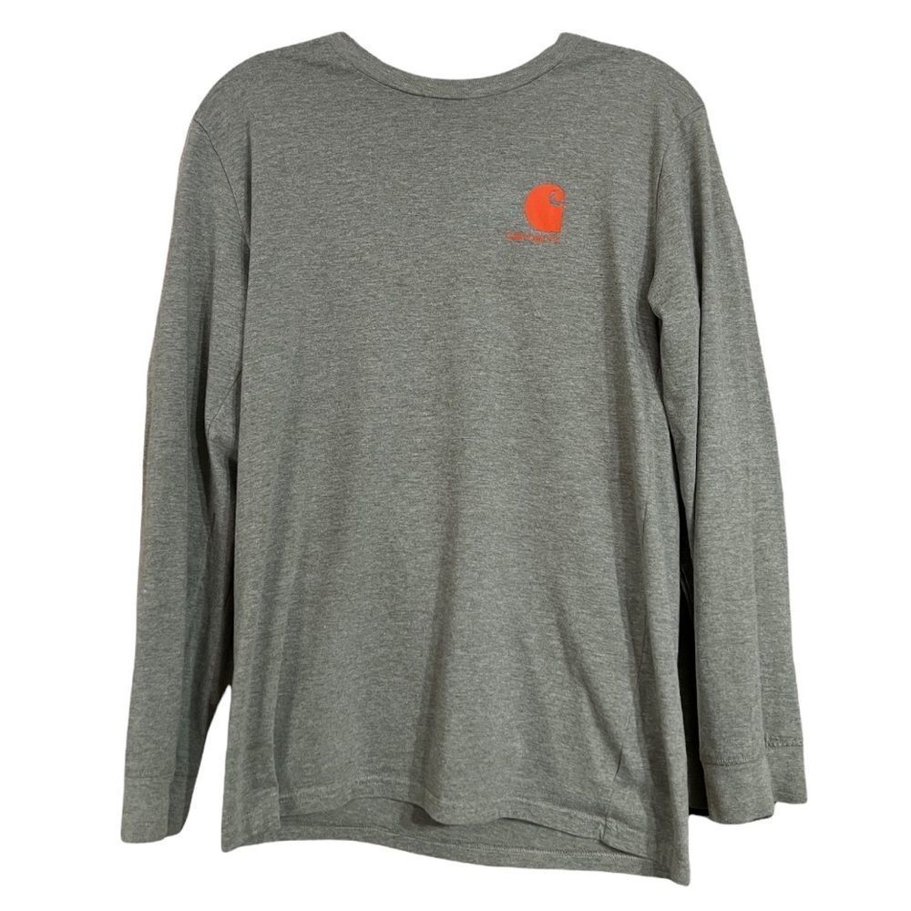 Carhartt Gray Long Sleeve Tee with Red Logo